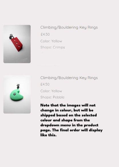 Climbing/Bouldering Key Rings - Medium/Small Grips